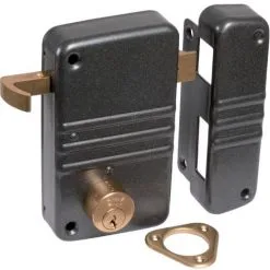 ISEO CAVERS Serrure En Applique Gris Anthracite Droite à Tirage - Clé I - Axe à 45 Mm - City 5G - Iséo