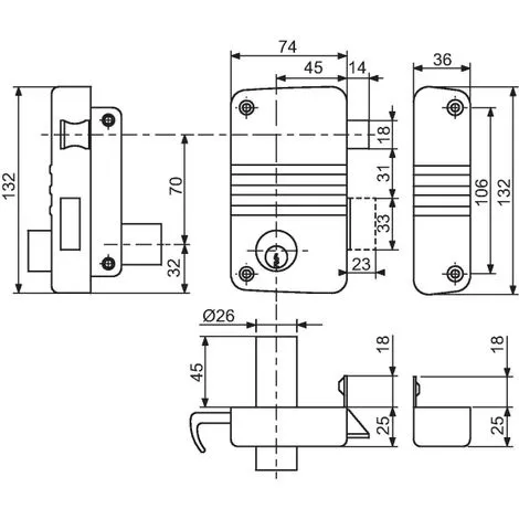 ISEO CAVERS Serrure En Applique Gris Anthracite Droite à Tirage - Clé I - Axe à 45 Mm - City 5G - Iséo 2 ISEO CAVERS Serrure En Applique Gris Anthracite Droite à Tirage - Clé I - Axe à 45 Mm - City 5G - Iséo â Image 2