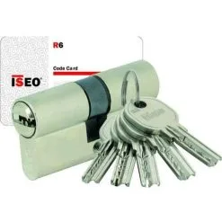 ISEO CAVERS Cylindre Double IS-R6 Iseo - 5 Clés Réversibles - Varié - 30x60 - Laiton Nickelé