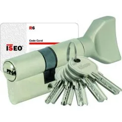 ISEO CAVERS Cylindre à Bouton IS-R6 Iseo - 5 Clés Réversibles - Varié - 60x30B - Laiton Nickelé