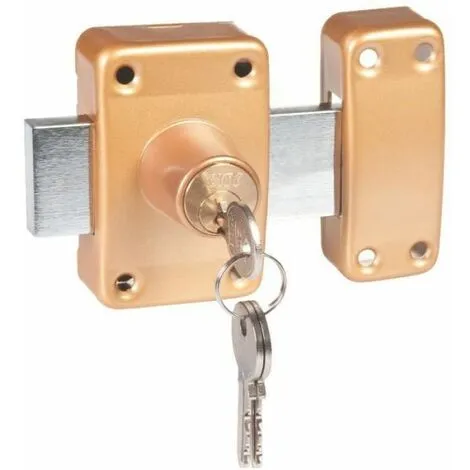 ISEO CAVERS Verrou à Cylindre Double Bronze Or S'entrouvrant N° KCF5504 - City 26 - Iséo 2 ISEO CAVERS Verrou à Cylindre Double Bronze Or S'entrouvrant N° KCF5504 - City 26 - Iséo – Image 2