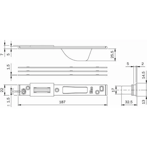 ISEO CAVERS Gâche Réglable Centrale Multiblindo ISEO - Bascule/crochet - Inox - 187x22x7 - 038079 2 ISEO CAVERS Gâche Réglable Centrale Multiblindo ISEO - Bascule/crochet - Inox - 187x22x7 - 038079 – Image 2