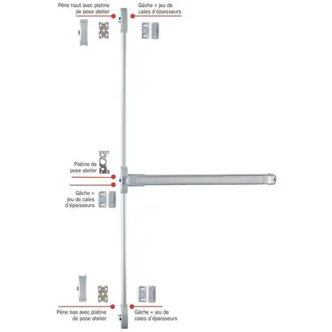 ISEO CAVERS Serrure Coupe-feu Push Idea 3 Points Latéraux ISEO Barre Grise 840 Mm - Gris - 942608433TA 1 ISEO CAVERS Serrure Coupe-feu Push Idea 3 Points Latéraux ISEO Barre Grise 840 Mm - Gris - 942608433TA