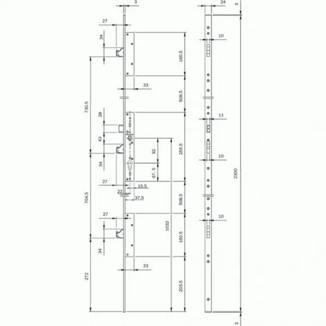 ISEO CAVERS Serrure 3 Points Multiblindo Inox ISEO Pêne Réversible - Têtière Plate 2300x24x3 - Axe 30 - 795110302 2 ISEO CAVERS Serrure 3 Points Multiblindo Inox ISEO Pêne Réversible - Têtière Plate 2300x24x3 - Axe 30 - 795110302 – Image 2