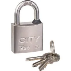 Cadenas Anse Inox - Corps Nickelé Satiné Et Joint D’étanchéité Iseo City Type Varié Série City 30 Longueur A (mm) 30 Longueur B (mm) 28 Longueur C (mm) 17 Longueur D (mm) 5 Longueur E (mm) 15